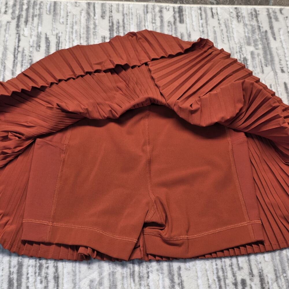 Lululemon Varsity High-Rise Pleated Tennis Skirt Orange ATRU Sz 2 $88 - Picture 7 of 12